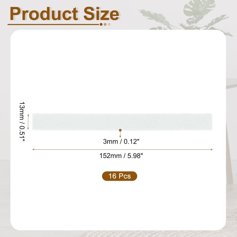 uxcell Felt Strips with Adhesive Backing, 16 Pcs 1/2"" x 6"" x 0.12"" Anti Scratch Furniture Felt Tapes Self-Stick Pads for Protecting Hardwood Floor, White - Image 2